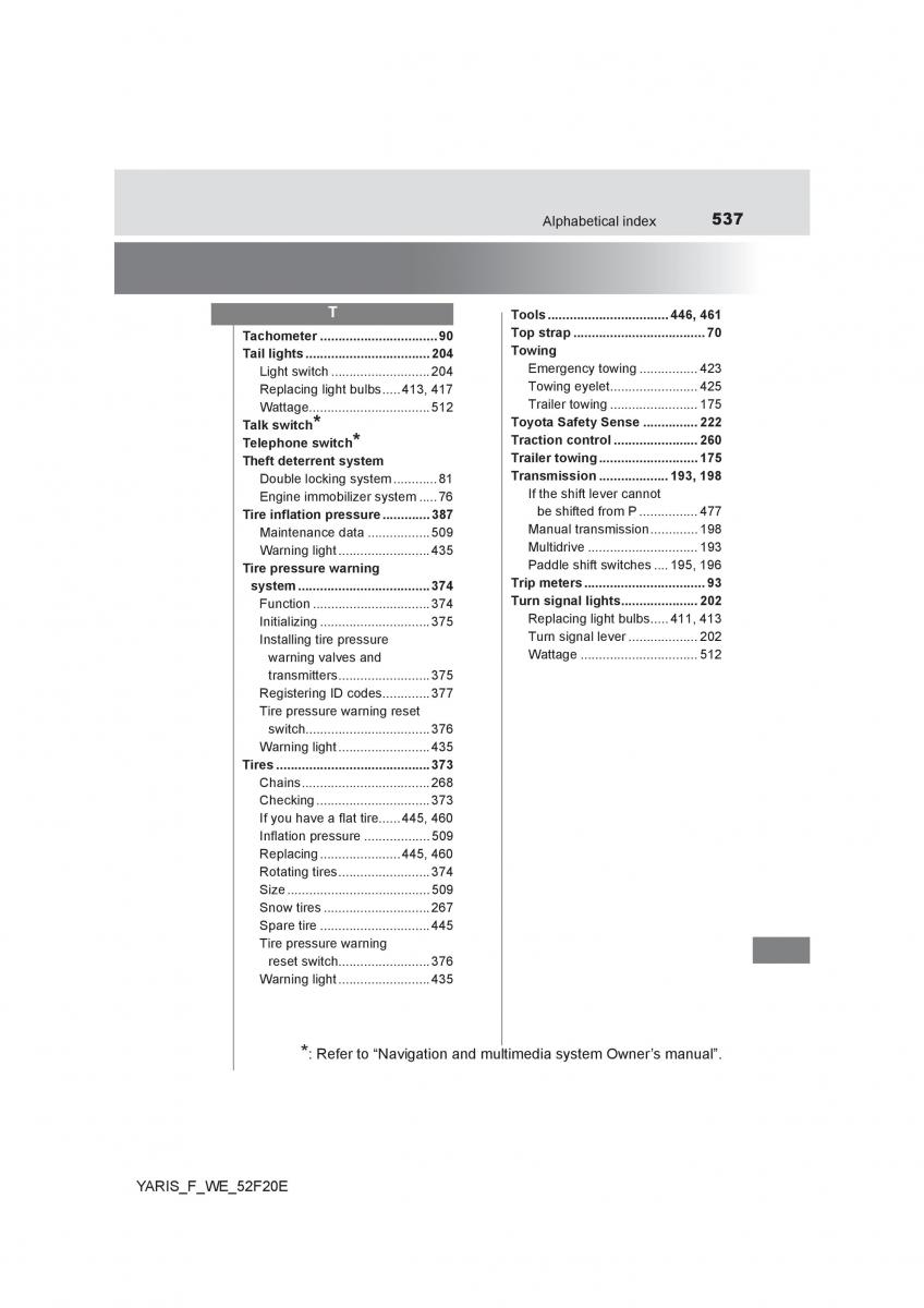 Toyota Yaris III 3 owners manual / page 537