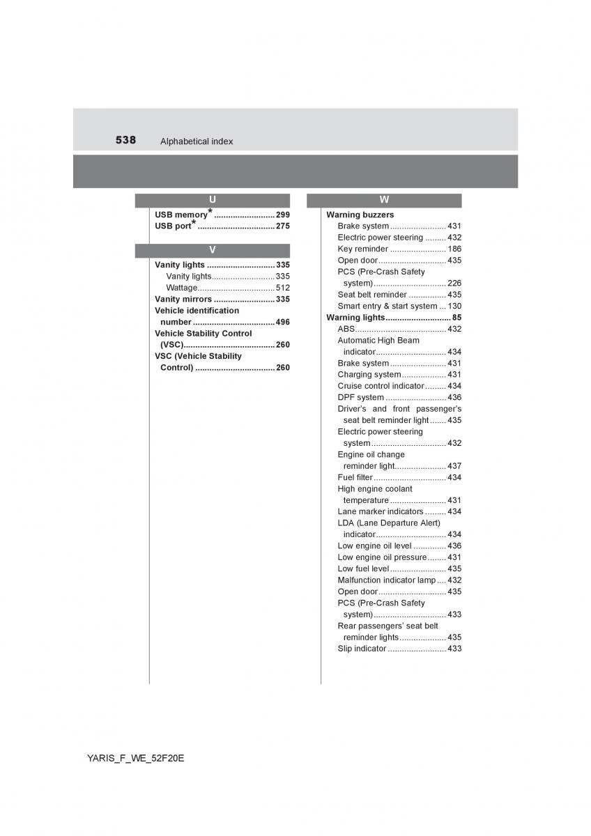 Toyota Yaris III 3 owners manual / page 538