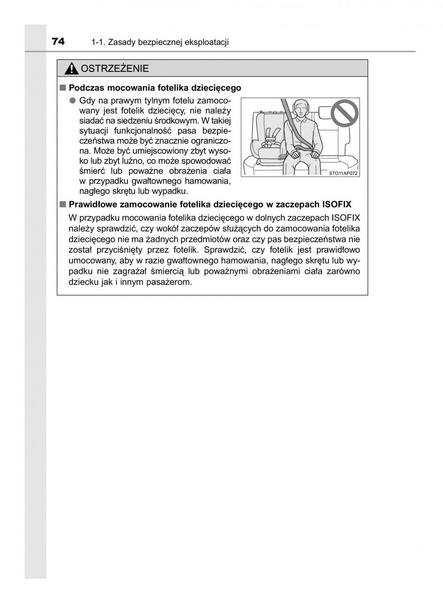 Toyota Yaris III 3 owners manual instrukcja obslugi / page 74