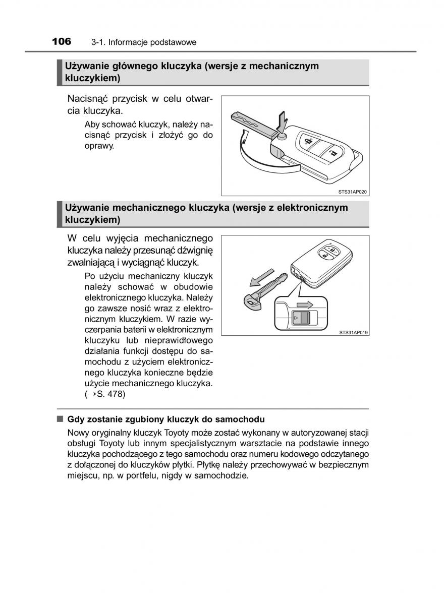 Toyota Yaris III 3 owners manual instrukcja obslugi / page 106