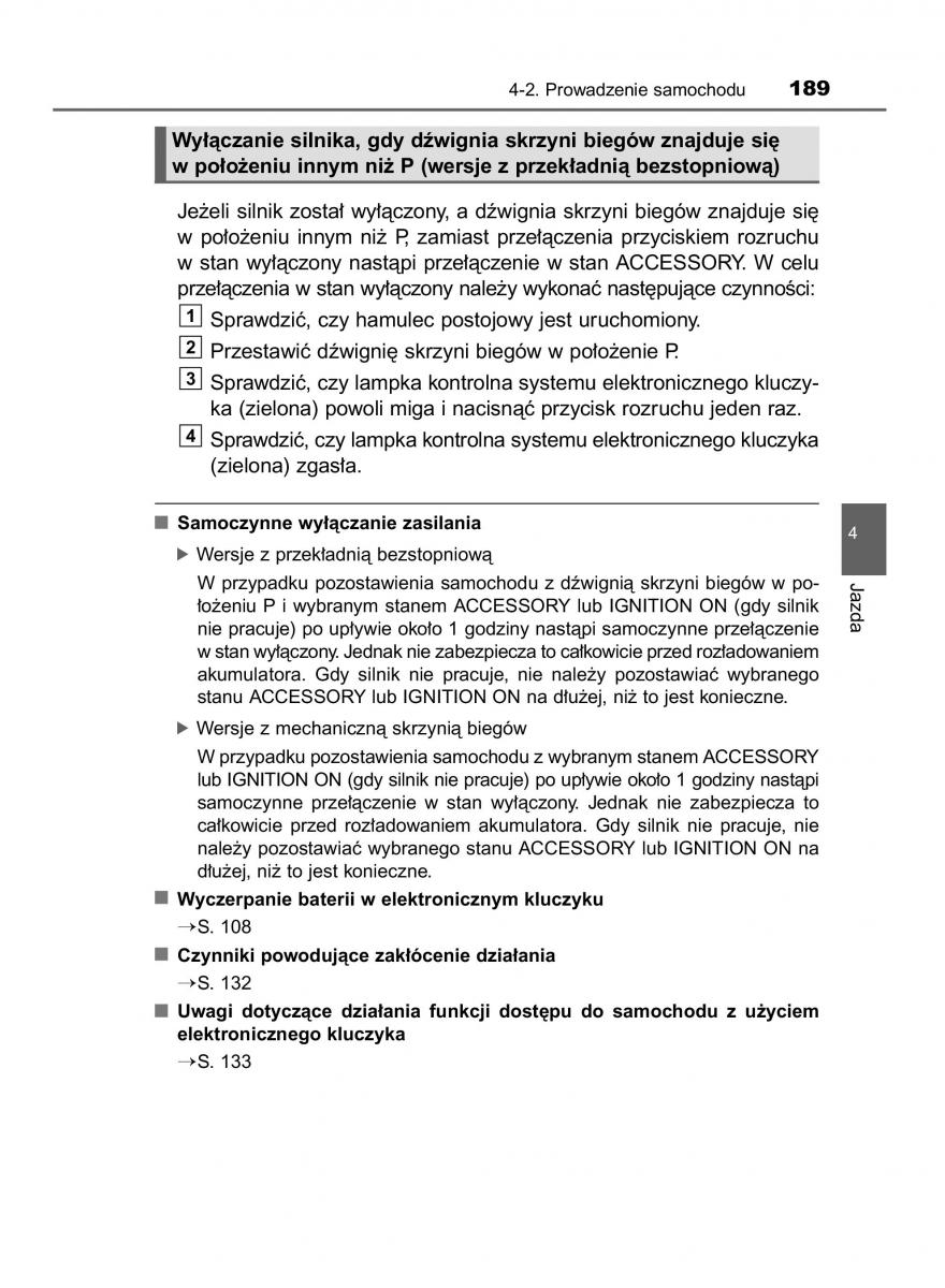 Toyota Yaris III 3 owners manual instrukcja obslugi / page 189