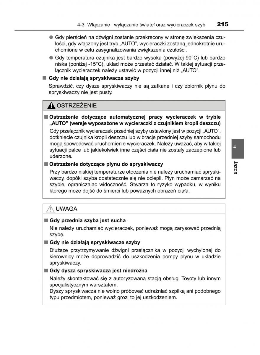 Toyota Yaris III 3 owners manual instrukcja obslugi / page 215