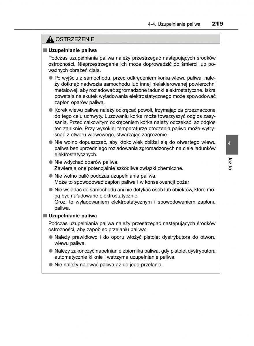 Toyota Yaris III 3 owners manual instrukcja obslugi / page 219