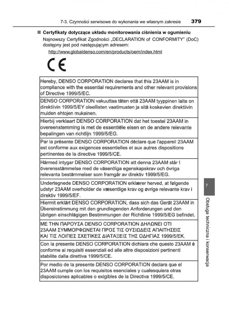 Toyota Yaris III 3 owners manual instrukcja obslugi / page 379