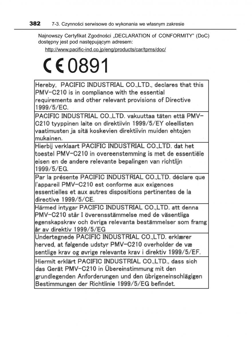 Toyota Yaris III 3 owners manual instrukcja obslugi / page 382