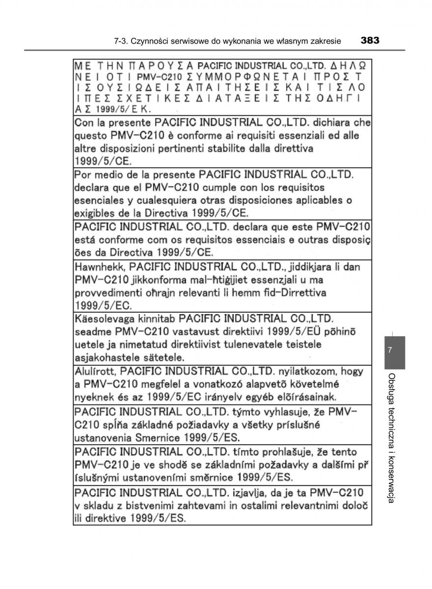 Toyota Yaris III 3 owners manual instrukcja obslugi / page 383