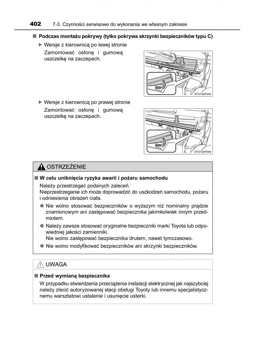 Toyota Yaris III 3 owners manual instrukcja obslugi / page 402