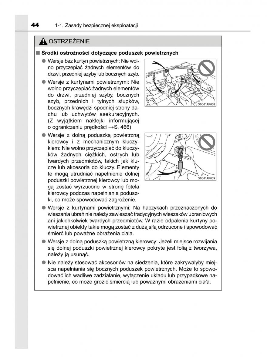 Toyota Yaris III 3 owners manual instrukcja obslugi / page 44