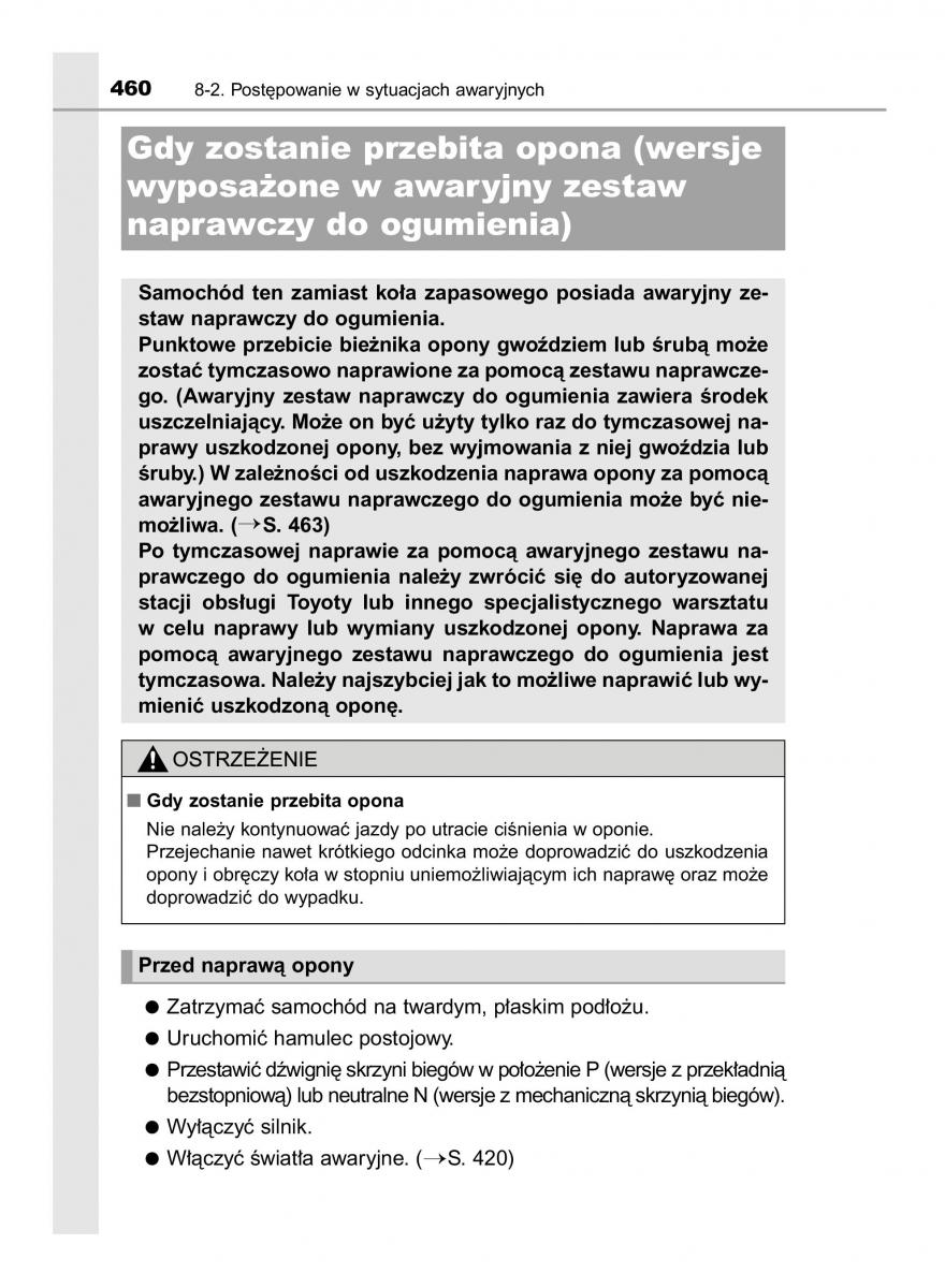 Toyota Yaris III 3 owners manual instrukcja obslugi / page 460