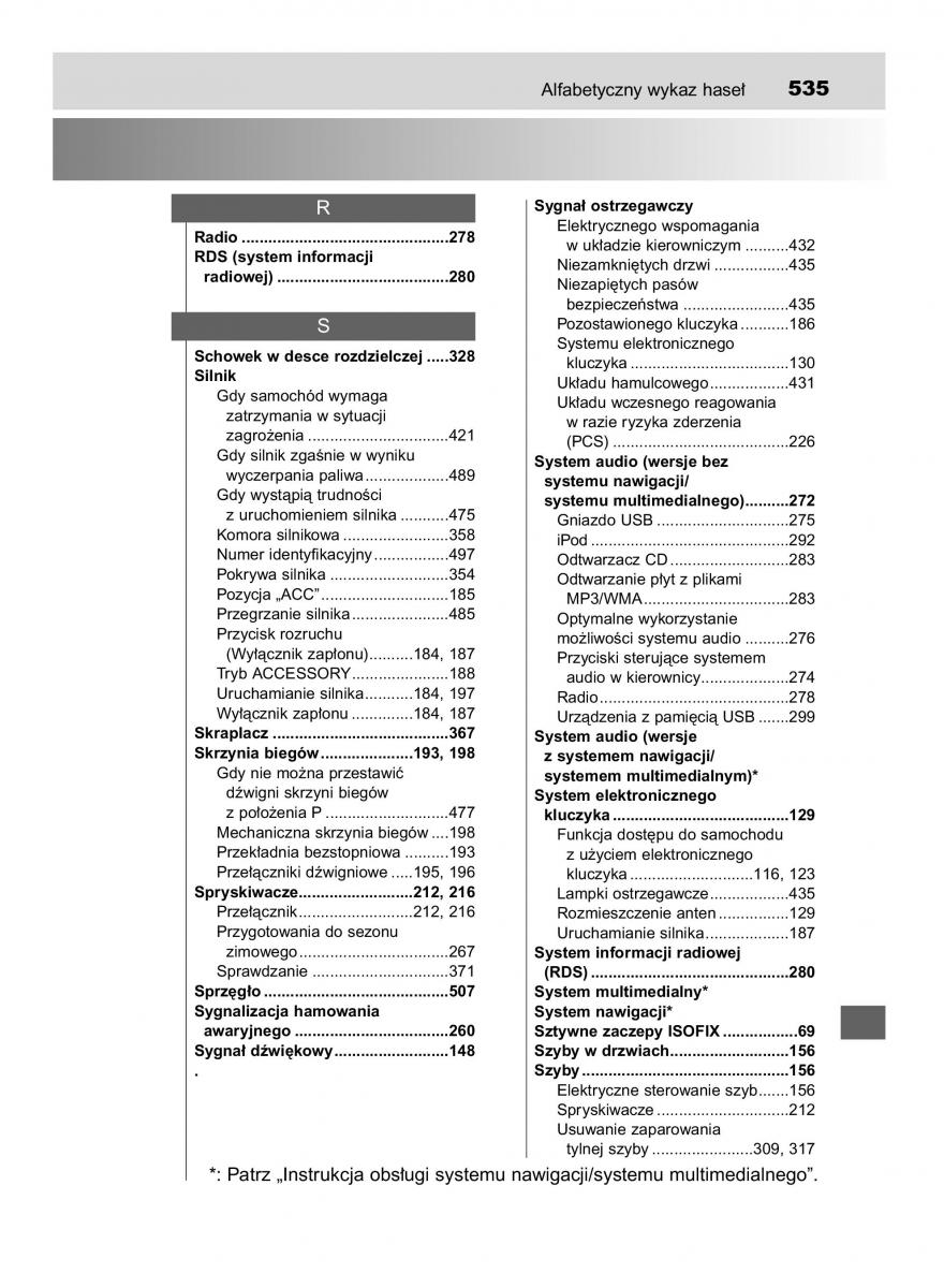 Toyota Yaris III 3 owners manual instrukcja obslugi / page 535