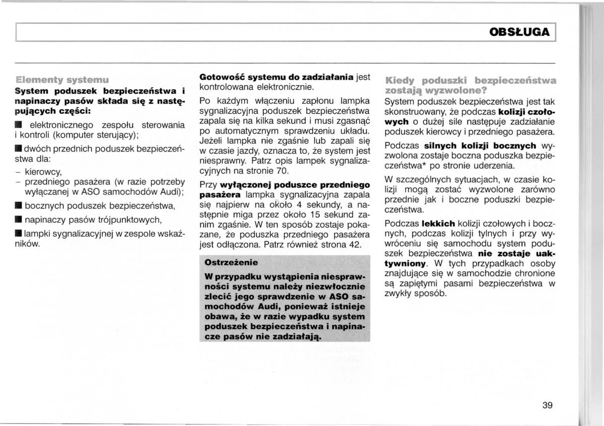 Audi A3 I 1 instrukcja obslugi / page 86