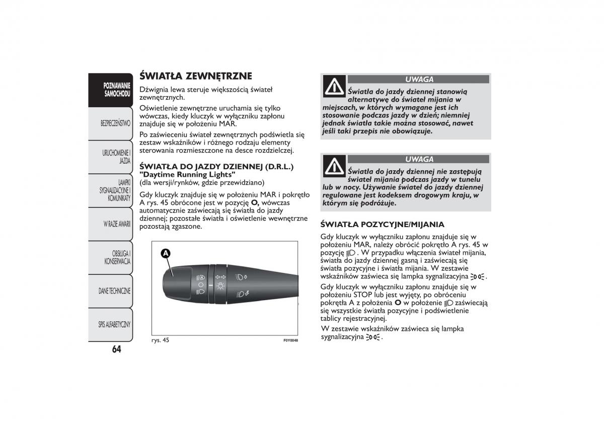 Fiat 500L instrukcja obslugi / page 68