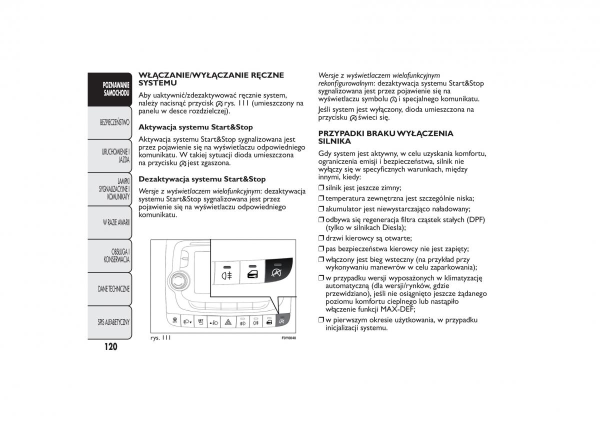 Fiat 500L instrukcja obslugi / page 124