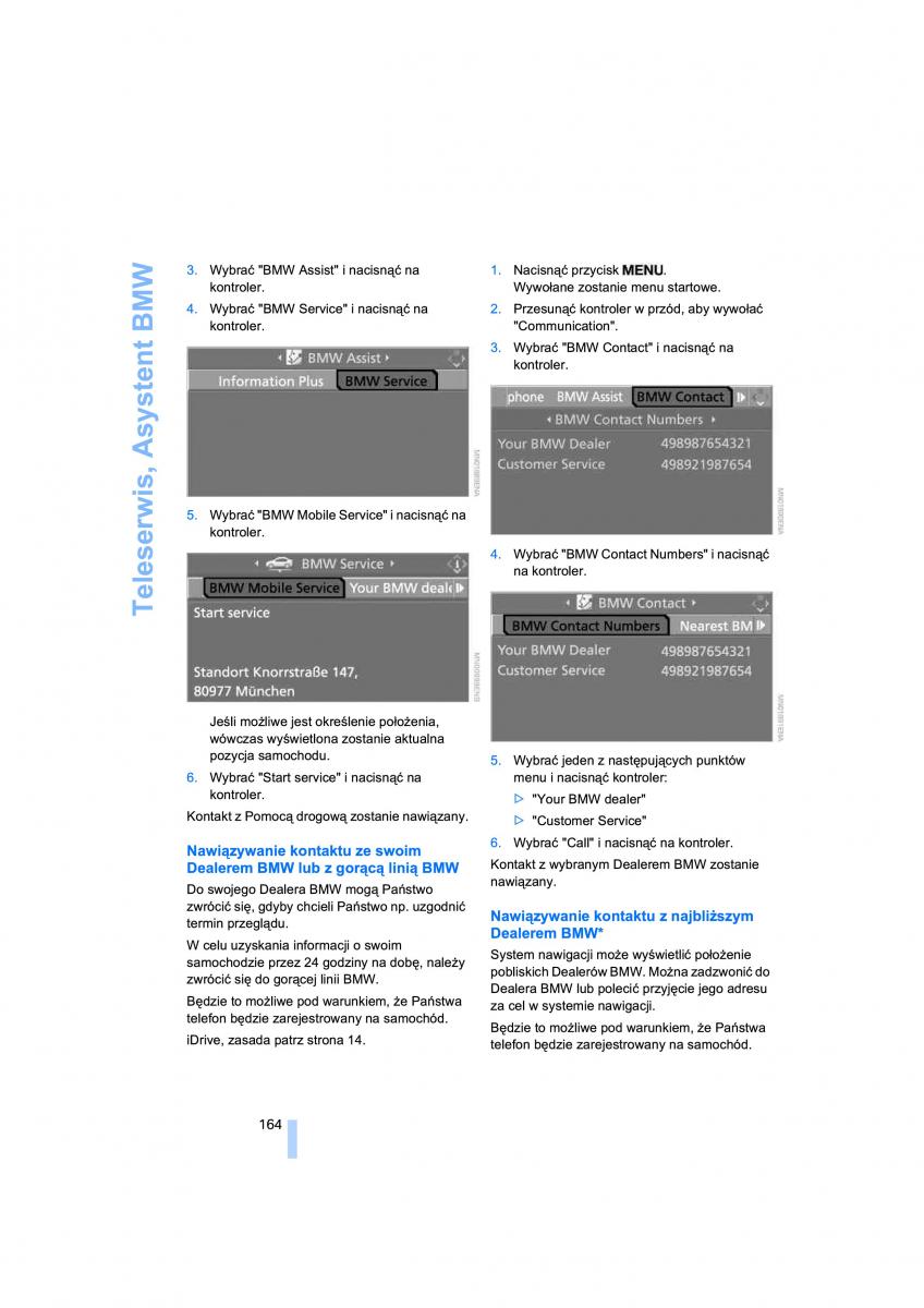 BMW 3 E90 instrukcja obslugi / page 166
