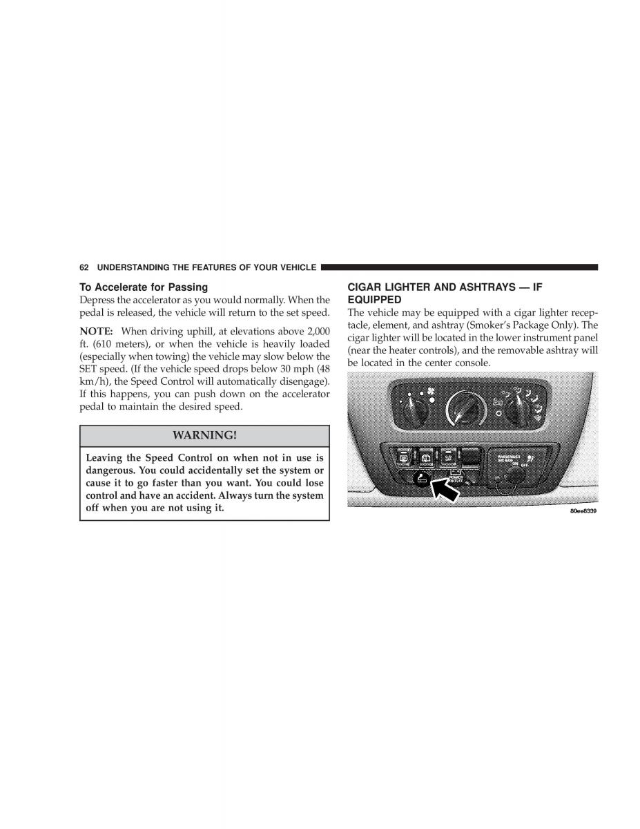 Jeep Wrangler TJ owners manual / page 62