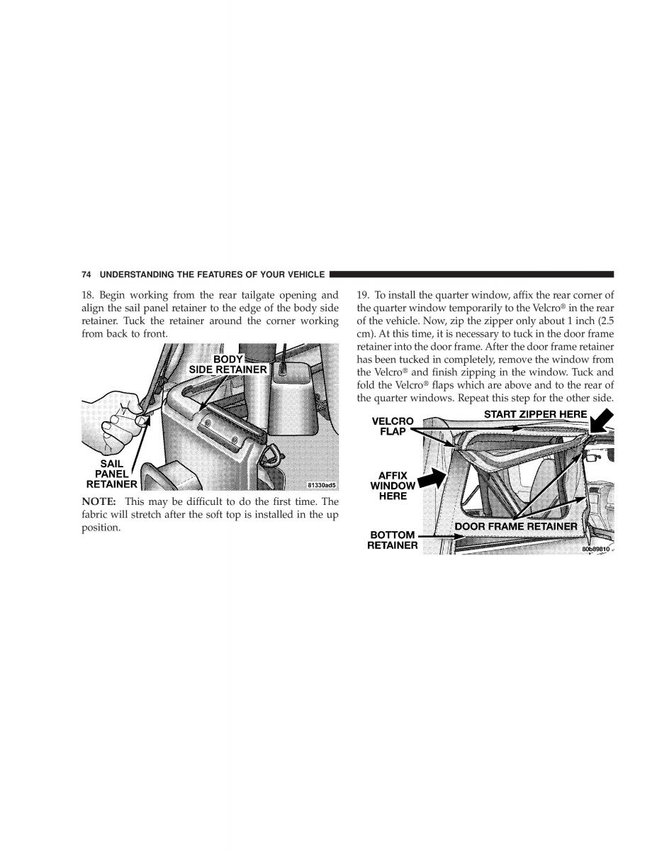 manual  Jeep Wrangler TJ owners manual / page 74