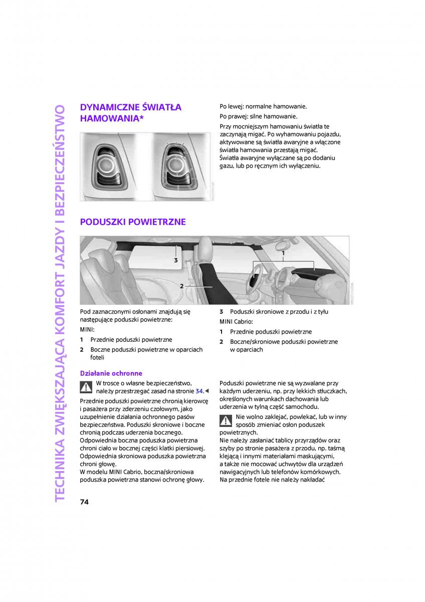 Mini One Cooper Cabrio instrukcja obslugi / page 76