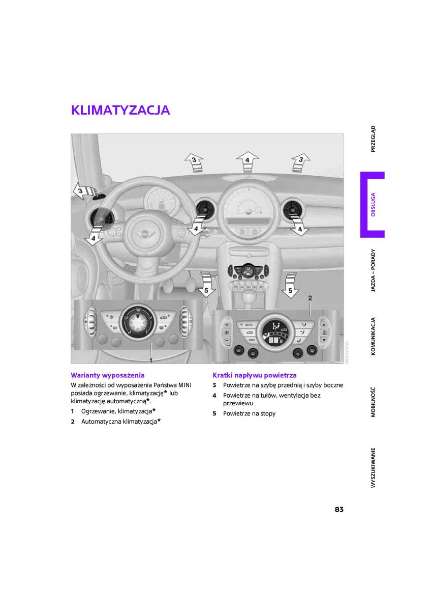 Mini One Cooper Cabrio instrukcja obslugi / page 85