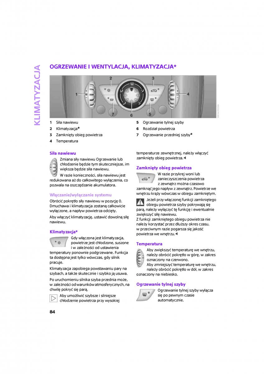 Mini One Cooper Cabrio instrukcja obslugi / page 86