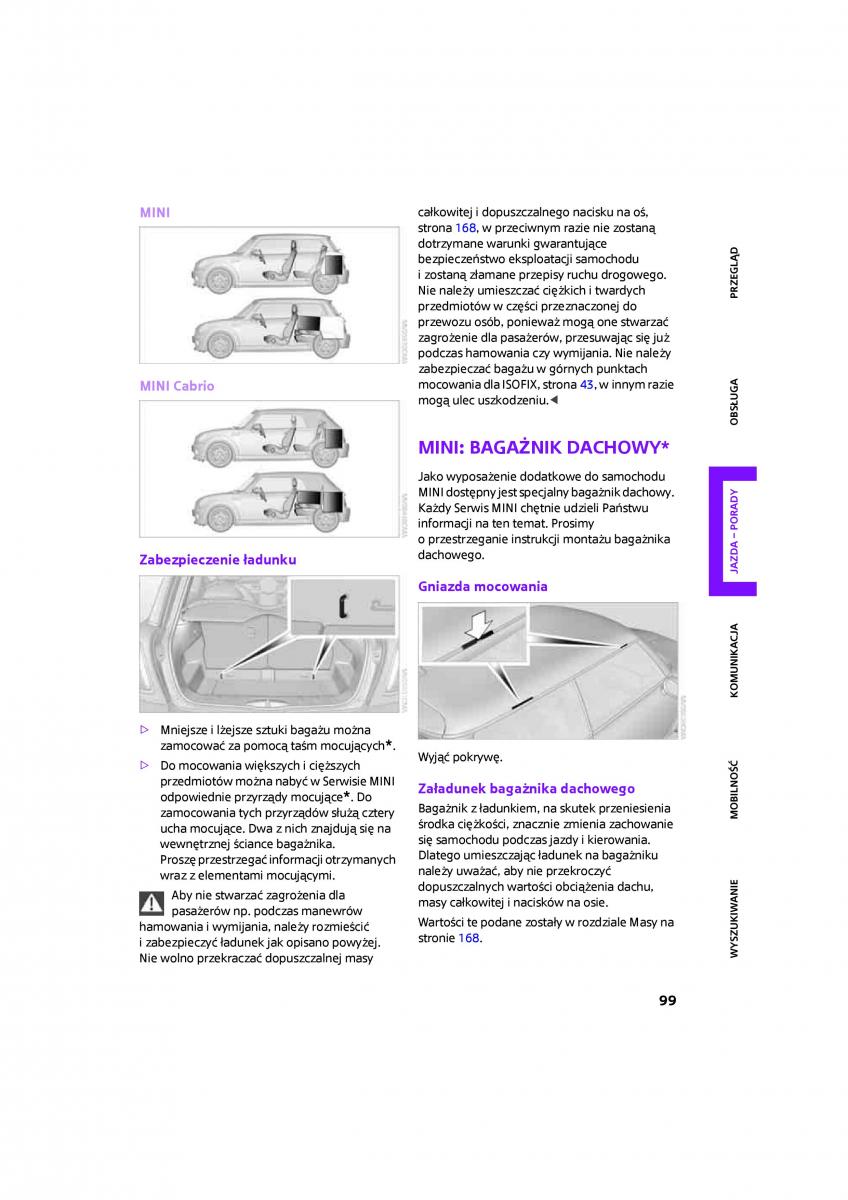 Mini One Cooper Cabrio instrukcja obslugi / page 101