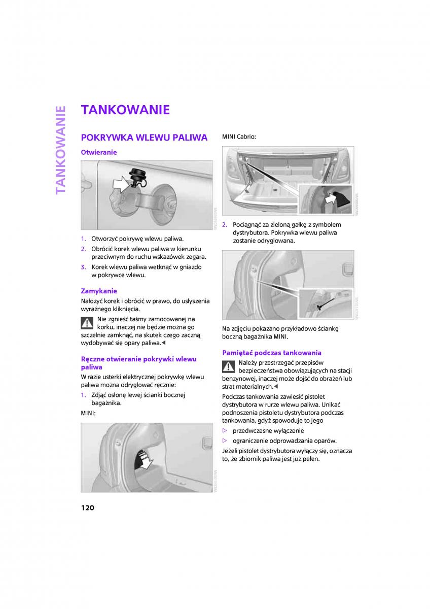 Mini One Cooper Cabrio instrukcja obslugi / page 122
