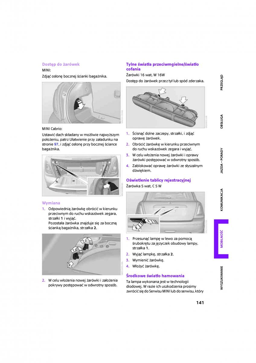 Mini One Cooper Cabrio instrukcja obslugi / page 143