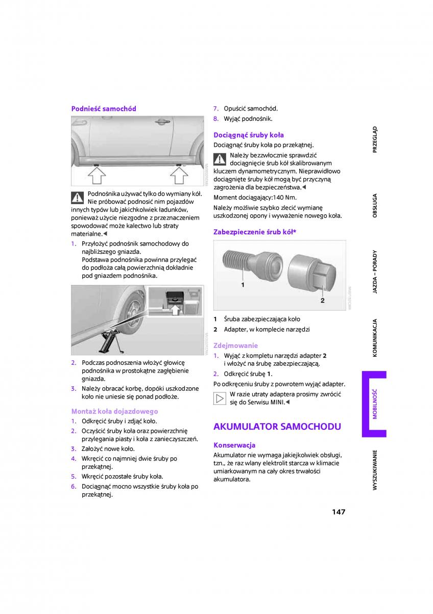 Mini One Cooper Cabrio instrukcja obslugi / page 149