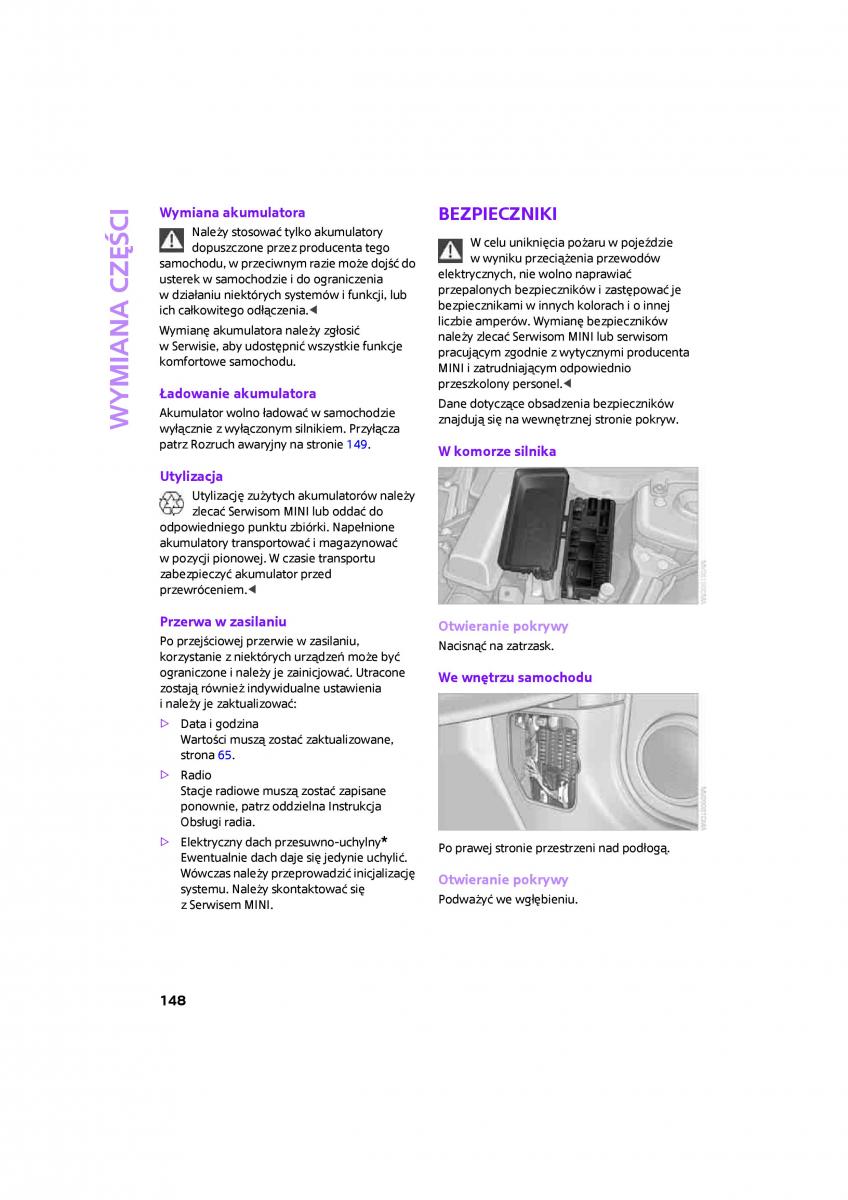 Mini One Cooper Cabrio instrukcja obslugi / page 150