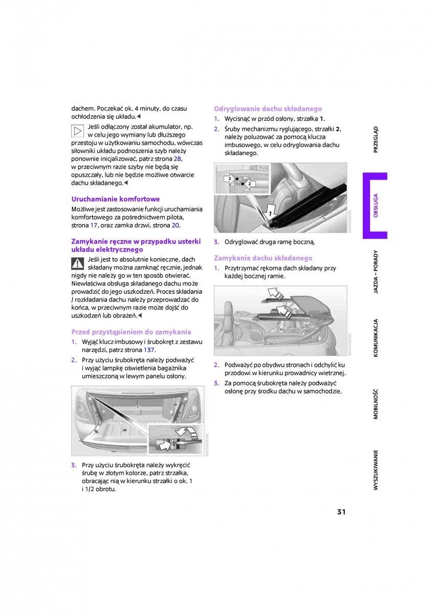 Mini One Cooper Cabrio instrukcja obslugi / page 33