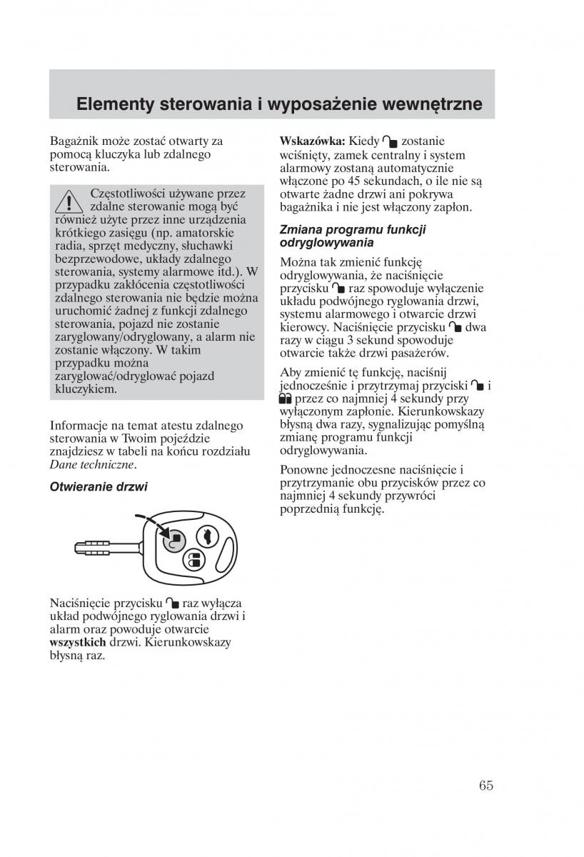 Ford Focus 1 I instrukcja obslugi / page 67