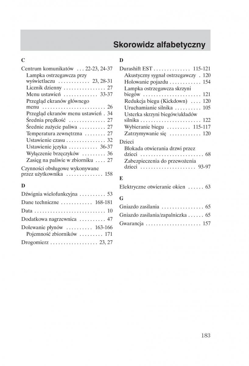 Ford Fiesta VI instrukcja obslugi / page 185