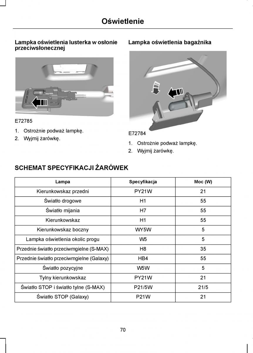 Ford S Max I 1 instrukcja obslugi / page 72