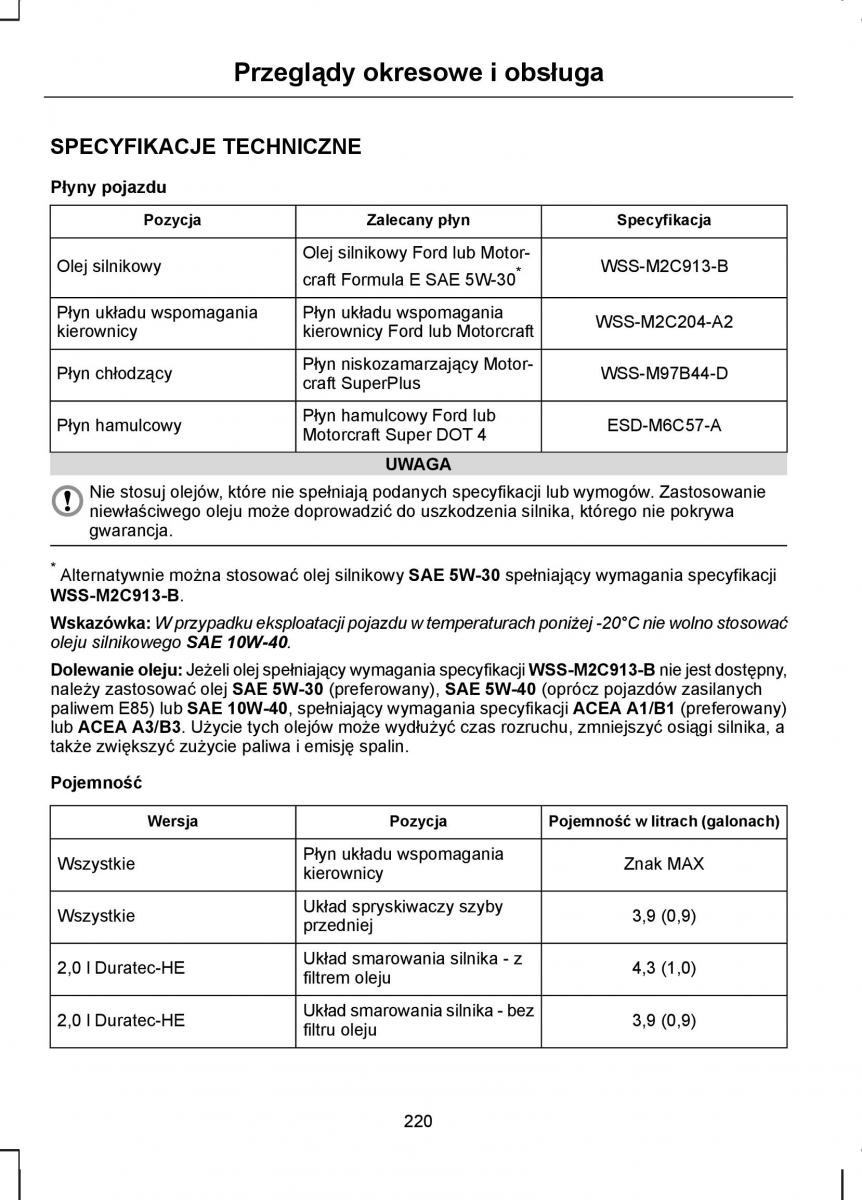 Ford S Max I 1 instrukcja obslugi / page 222