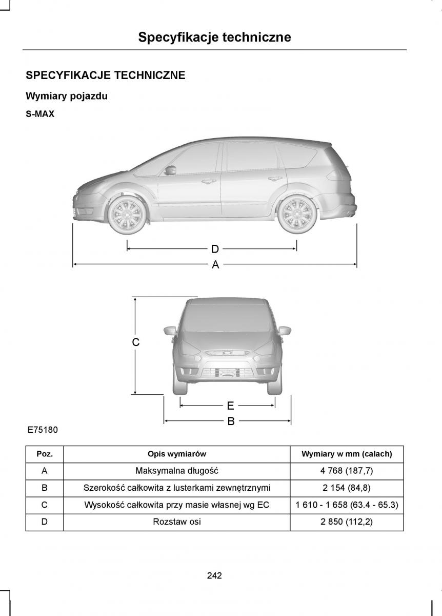 Ford S Max I 1 instrukcja obslugi / page 244