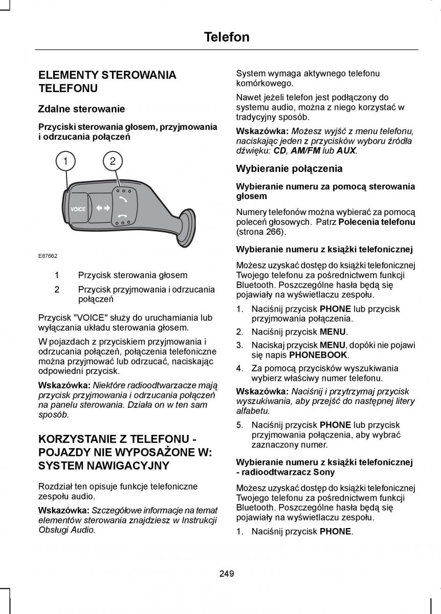 Ford S Max I 1 instrukcja obslugi / page 251