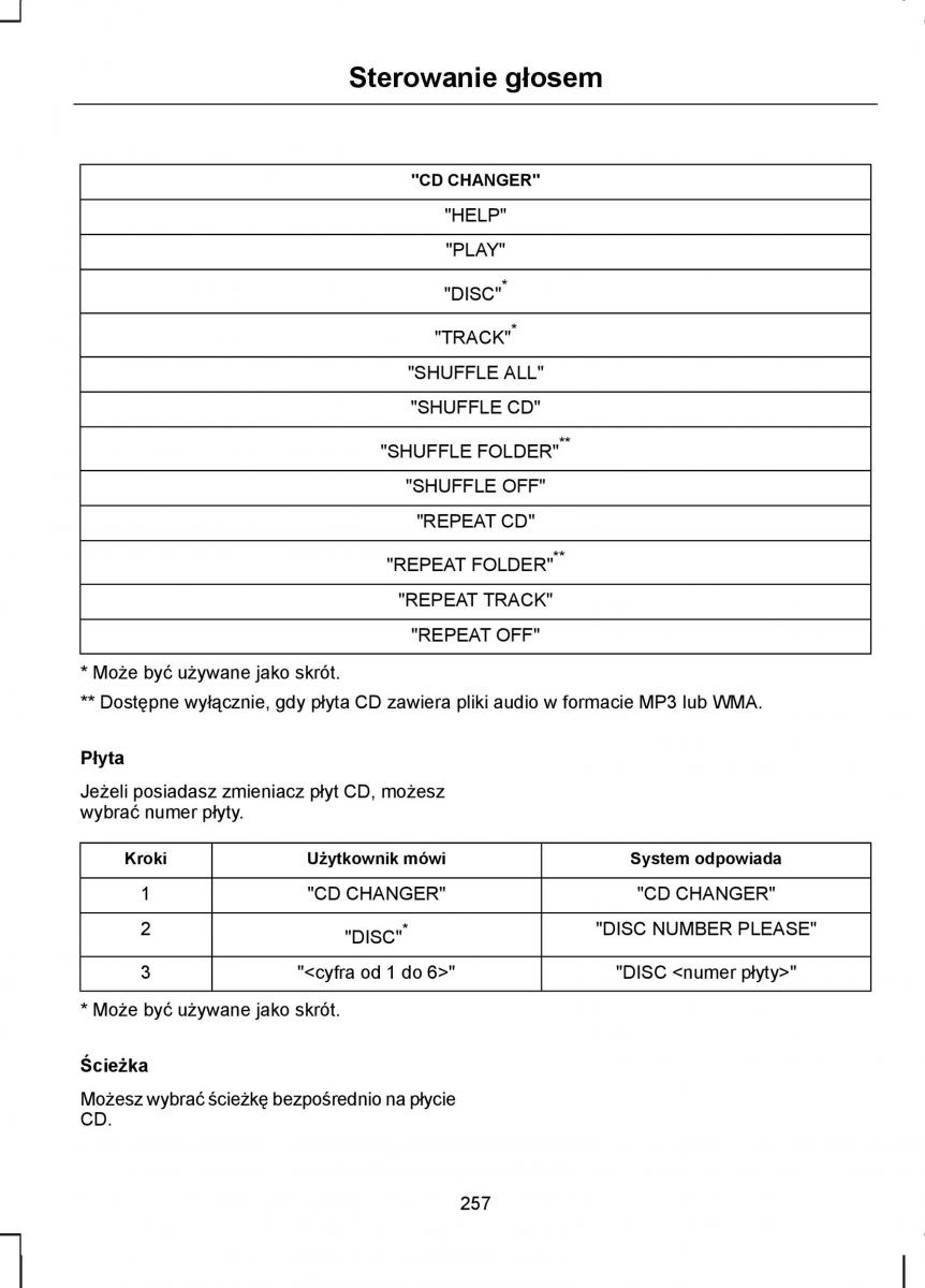 Ford S Max I 1 instrukcja obslugi / page 259