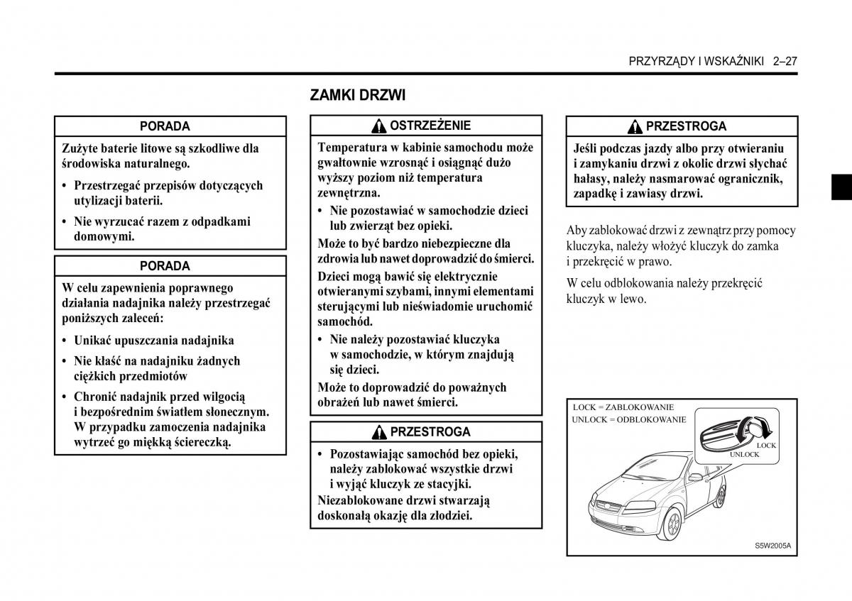 Chevrolet Aveo I 1 instrukcja obslugi / page 63