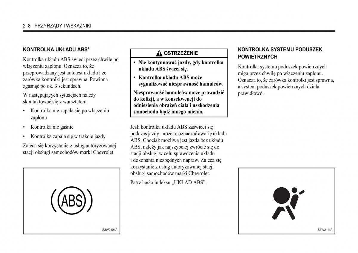 Chevrolet Aveo I 1 instrukcja obslugi / page 44