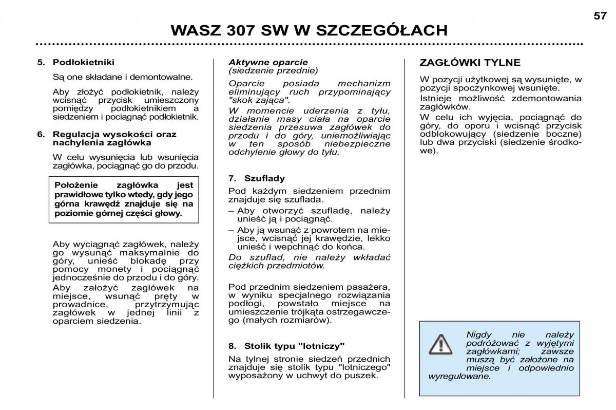 Peugeot 307 SW instrukcja obslugi / page 58