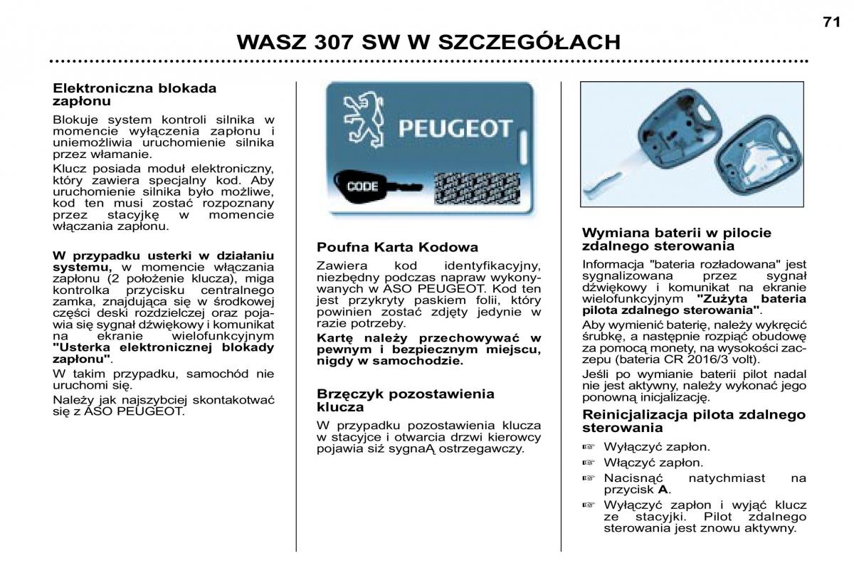 Peugeot 307 SW instrukcja obslugi / page 73