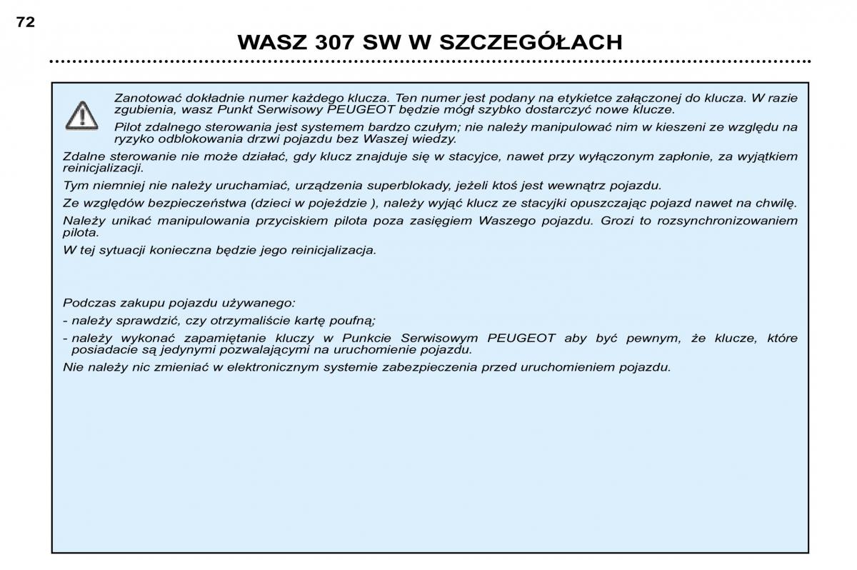 Peugeot 307 SW instrukcja obslugi / page 74