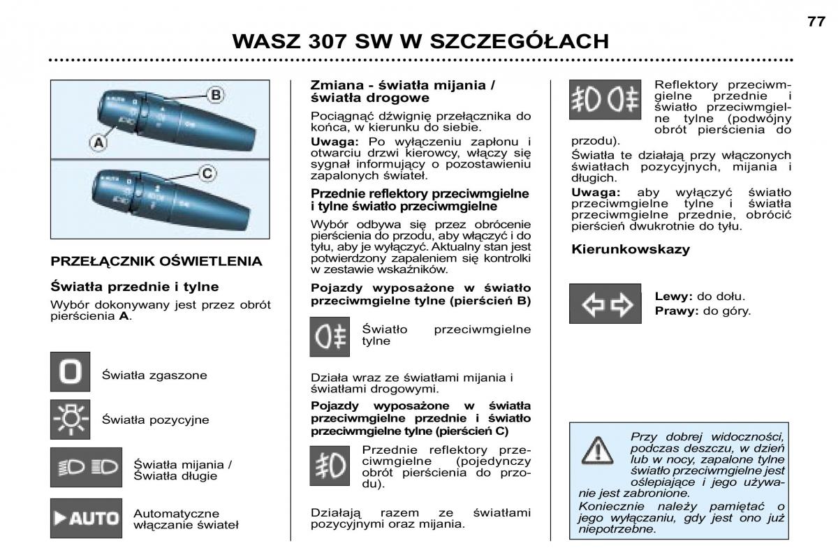 Peugeot 307 SW instrukcja obslugi / page 80