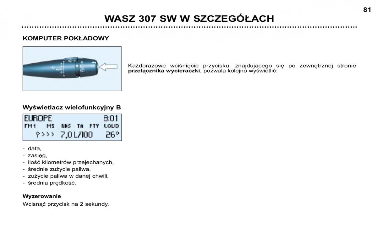 Peugeot 307 SW instrukcja obslugi / page 87