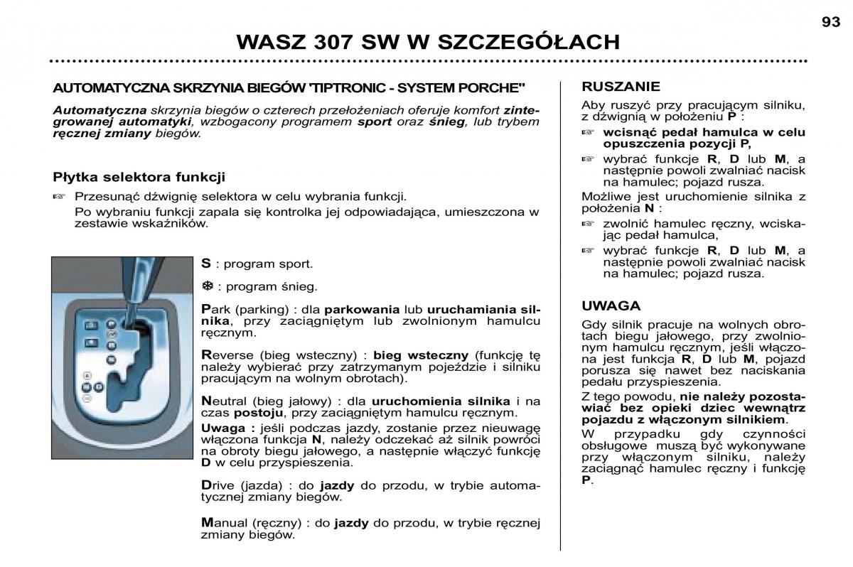 Peugeot 307 SW instrukcja obslugi / page 98