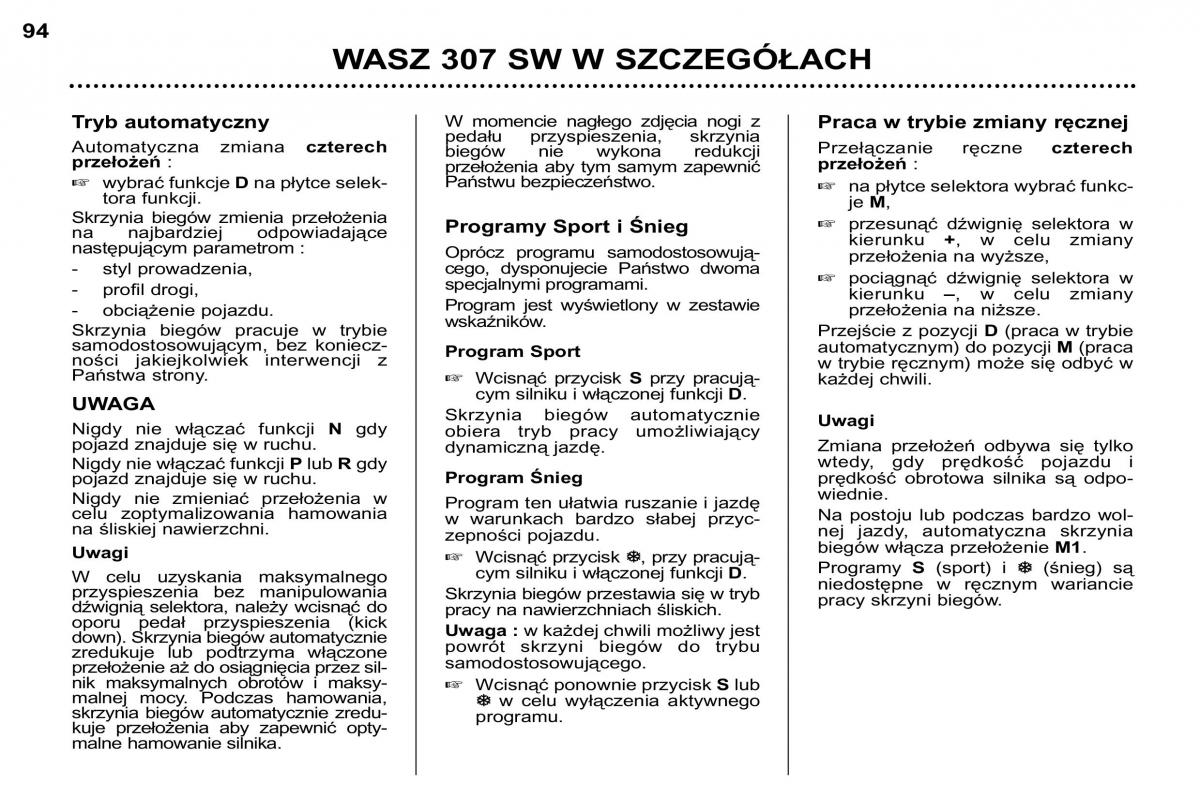 Peugeot 307 SW instrukcja obslugi / page 99