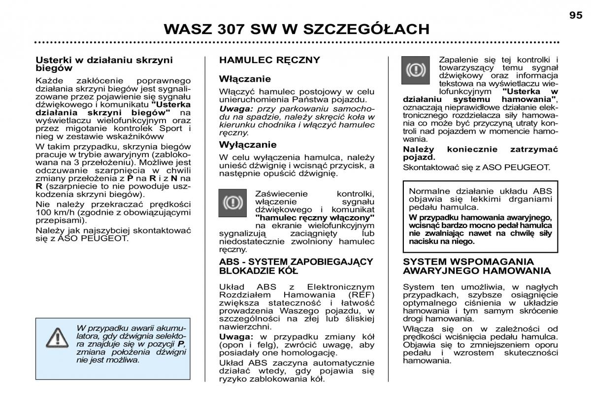 Peugeot 307 SW instrukcja obslugi / page 100