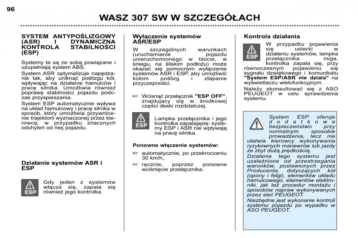 Peugeot 307 SW instrukcja obslugi / page 105