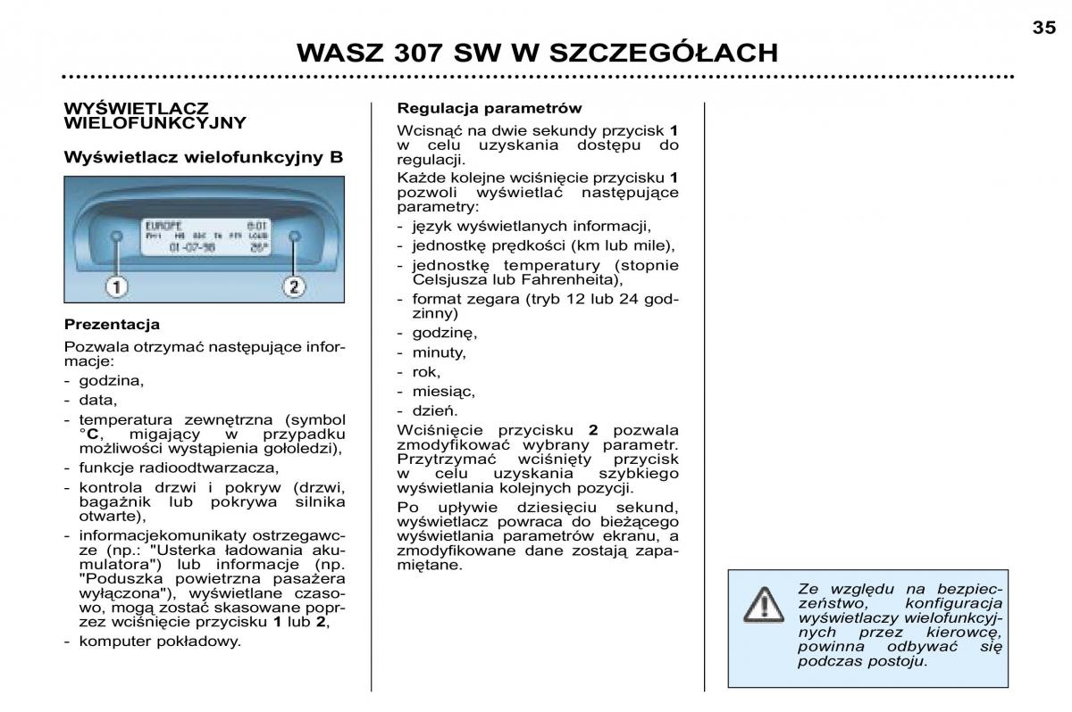 Peugeot 307 SW instrukcja obslugi / page 33