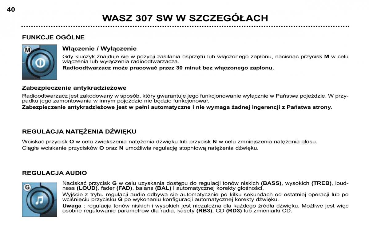 Peugeot 307 SW instrukcja obslugi / page 38