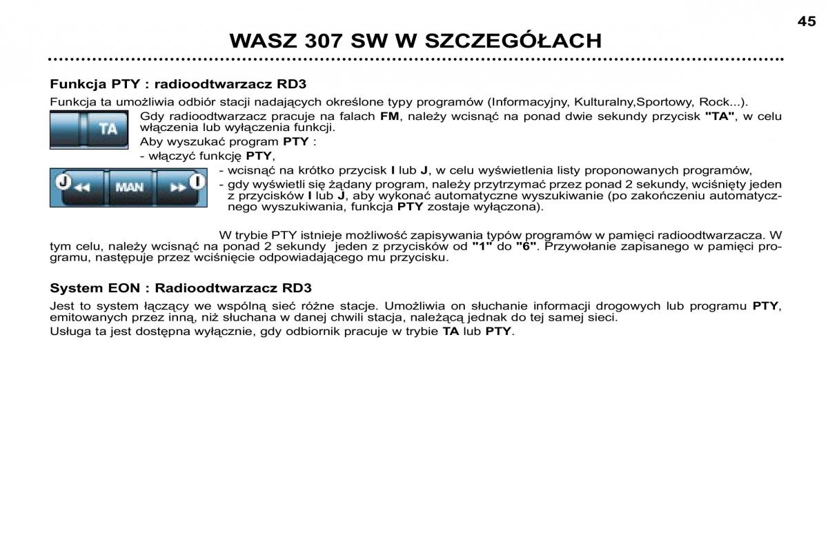 Peugeot 307 SW instrukcja obslugi / page 43